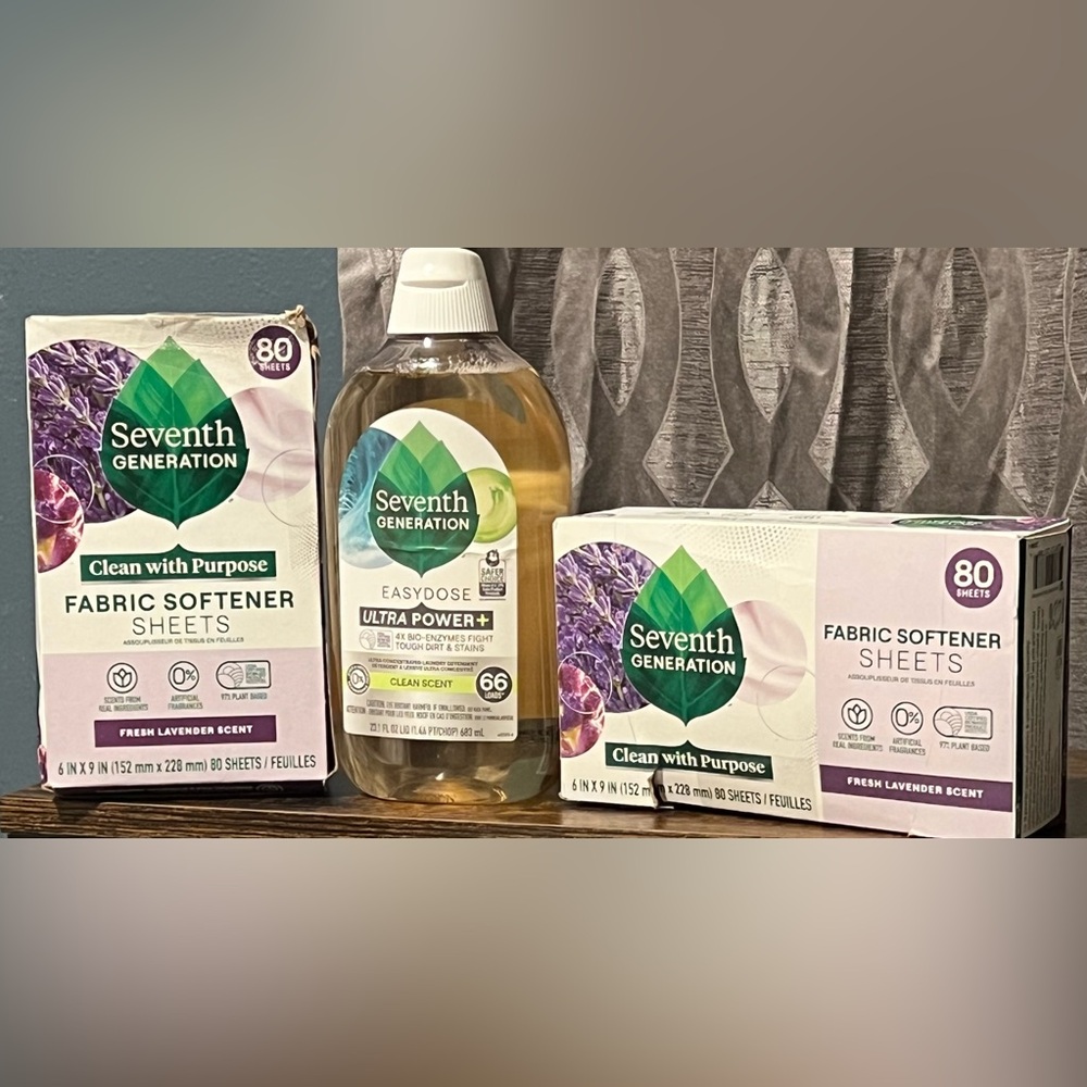 Seventh Generation Clean Scent Detergent & 2 Boxes Fabric Softener Sheets